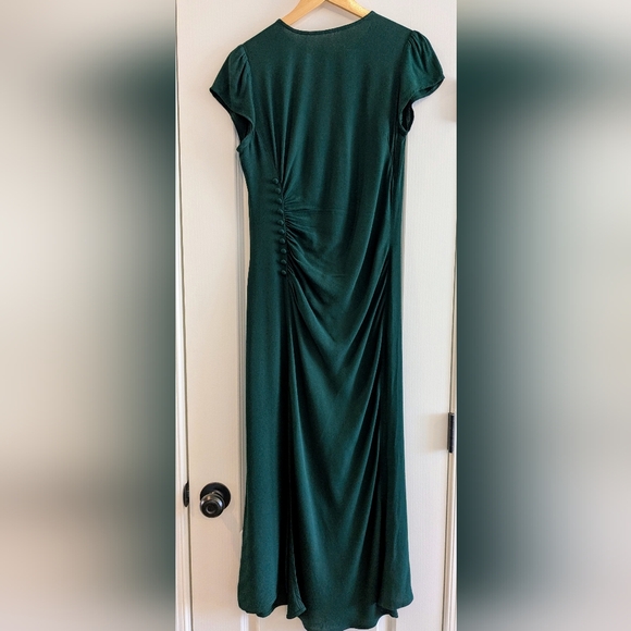 Reformation Frazier Green Short Sleeve Midi Dress Size 6 - Picture 2 of 11